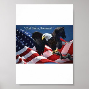 Póster Águila Americana Patriótica Dios Bendiga América G