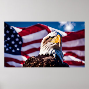 Póster Águila Americana x Bandera