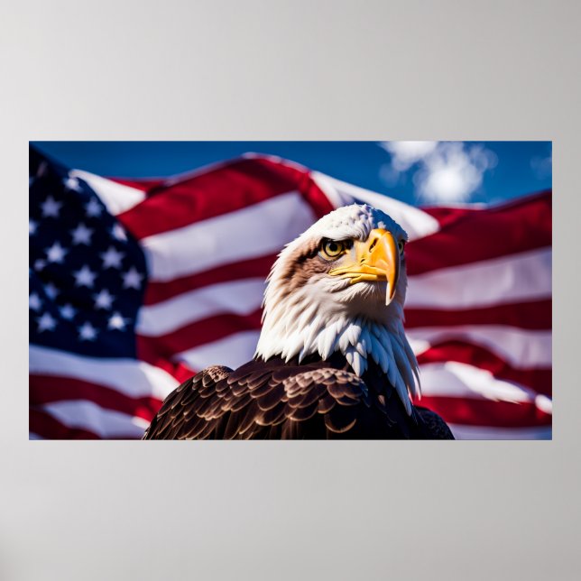 Póster Águila Americana x Bandera (Frente)