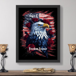 Póster Águila Bandera Americana Libertad Estrellas y Fran