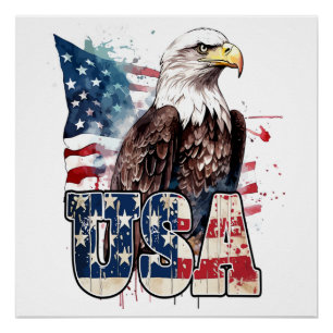 Póster Águila Calva Americana Cumpleaños 250 de América