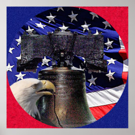 Póster Águila calva, campanilla y Poster de bandera estad