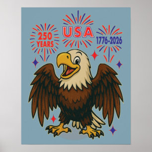 Póster Águila calva con fuegos artificiales - Estados Uni