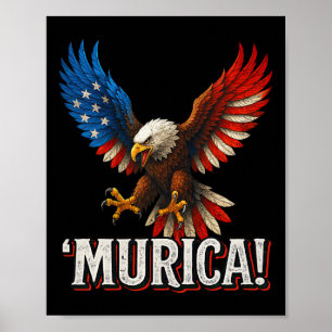 Póster Águila calva de Murica 4 de julio bandera american