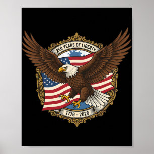 Póster Águila de 250 años de independencia americana 1776