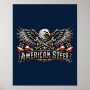 Póster Águila de acero americano y llaves Navy