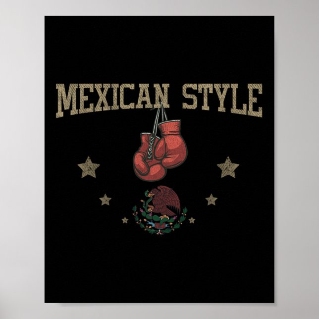 Póster Águila De Boxeo Al Estilo Mexicano Con Símbolo De  (Frente)