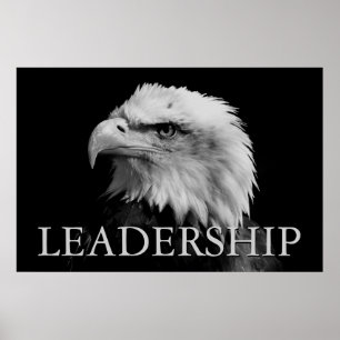 Póster Águila de liderazgo motivacional en blanco y negro