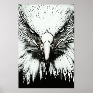 Póster Águila de moda en blanco y negro