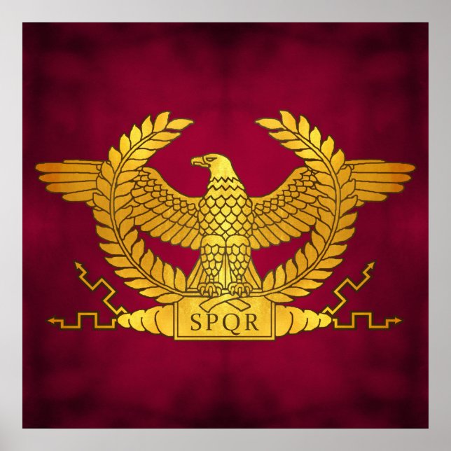 Póster Águila Dorada romana sobre morado (Frente)