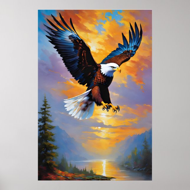 Póster Águila en aumento única, pájaro de la libertad del (Frente)