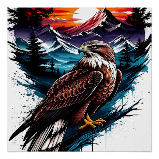 Póster Águila en la montaña