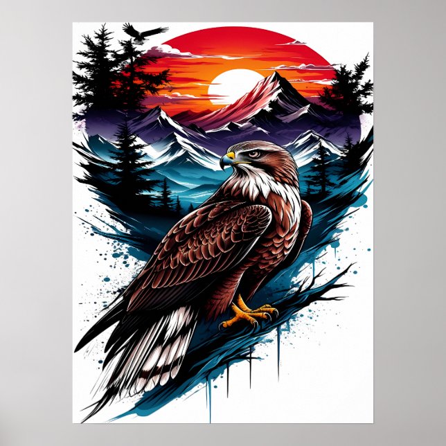 Póster Águila en la montaña (Frente)