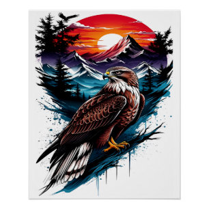 Póster Águila en la montaña