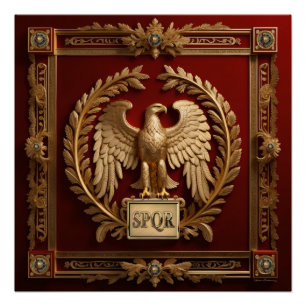 Póster Águila Imperial Romana Oromana sobre el Rojo No. 4