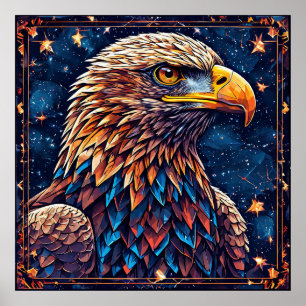 Póster Águila Majestuosa Contra Cielo Estrellado