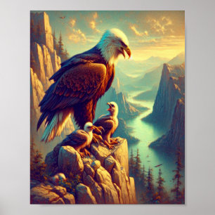 Póster Águila majestuosa que captura una trucha de lago 8