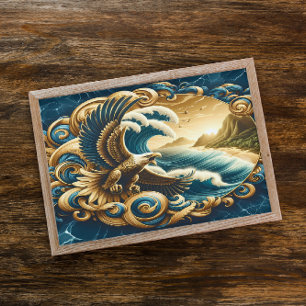 Póster Águila majestuosa volando sobre el agua