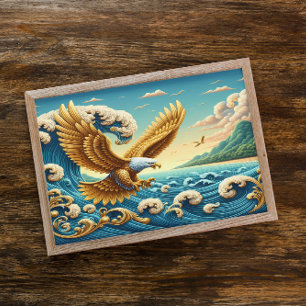 Póster Águila Majestuosa Volando Sobre Una Ola De Liberta