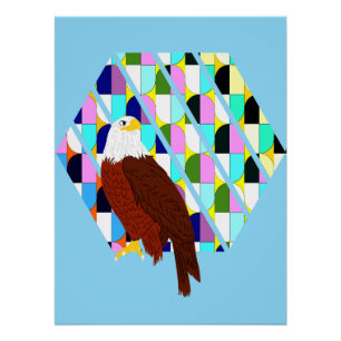 Póster Águila moderna de mediados del siglo XX