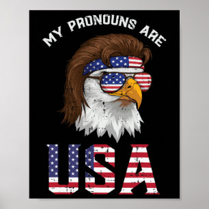 Póster Águila Mullet Mis Pronombres Usa 4 De Julio Hombre