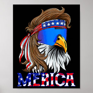 Póster Águila Mullet Sungles Merica 4 De Julio De Usa Ame