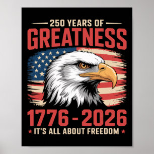 Póster Águila Patriótica 250 Años Bandera Americana 250 A