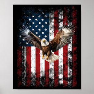 Póster Águila Patriótica 4 De Julio Bandera Americana De 