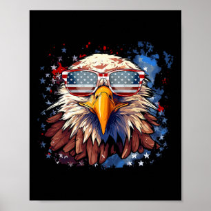 Póster Águila Patriótica 4 De Julio Bandera De Estados Un