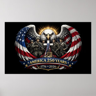 Póster Águila Patriótica América 250 y Tributo Militar