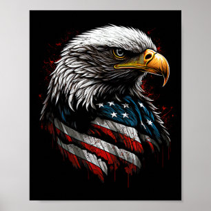 Póster Águila Patriótica Bandera De Ee. UU. 4 De Julio Ho