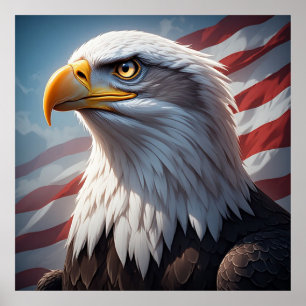 Póster 🦅 Águila Patriótica Bandera de EE. UU. Para la Li