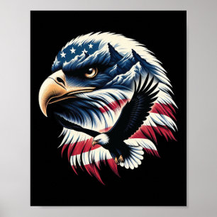 Póster Águila Patriótica Bandera De Estados Unidos 4 De J