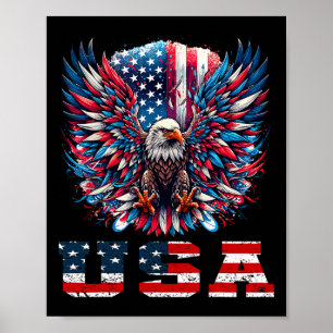 Póster Águila Patriótica Diseño Gráfico Bandera De EE. UU