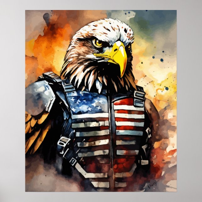 Póster Águila Patriótica | Estados Unidos | Ejército amer (Frente)