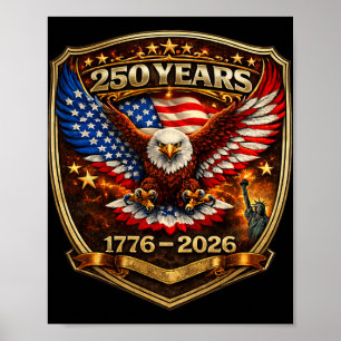 Póster Águila Patriótica Y Bandera 250 Años 1776-2026 250