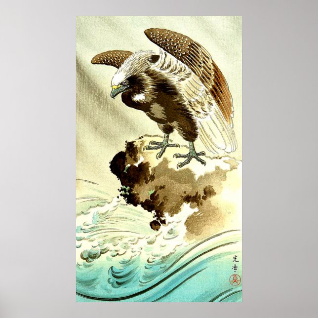 Póster Águila sobre olas Tsuchiya Koitsu 1930s (Frente)