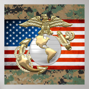 Póster Águila USMC, Globe & Anchor (EGA) [3D]