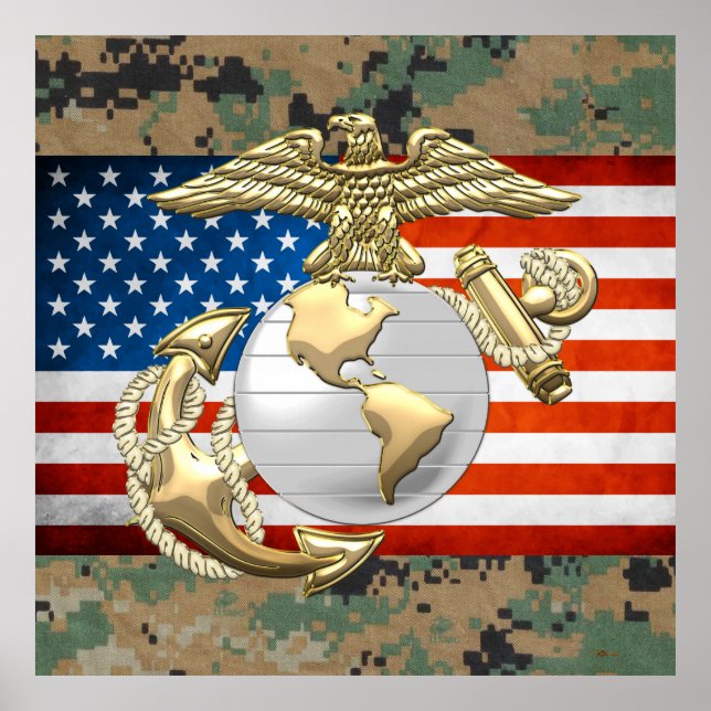Póster Águila USMC, Globe & Anchor (EGA) [3D] (Frente)