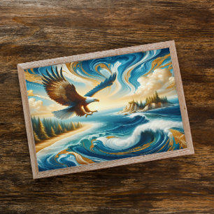 Póster Águila volando sobre el agua