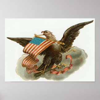 Póster Águila y bandera
