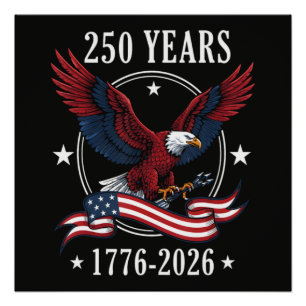 Póster Águila Y Bandera 250 Años 1776-2026 250º