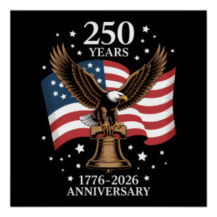 Póster Águila y Bandera 250 Años de América 1776-2026