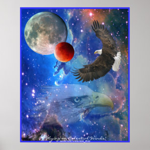 Póster Águilas calvas, espacio, planetas, galaxias Poster