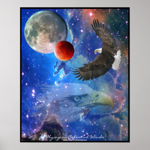 Póster Águilas calvas, espacio y planetas Fantasía Poster