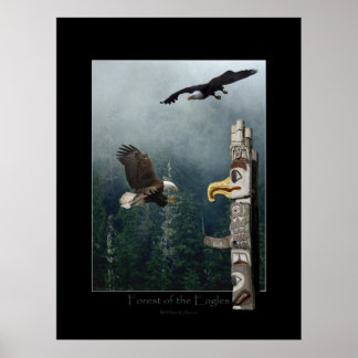 Póster Águilas, Poster de bosque y tótem
