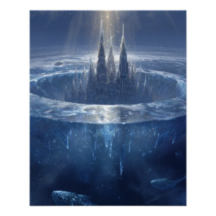 Póster Aguja de Hielo Oscuro en el Mar de Halo Congelado