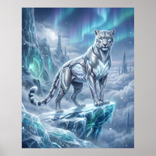 Póster Aguja del glaciar del leopardo de las nieves neón