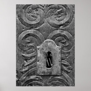 Póster Agujero de cerradura en puerta metálica medieval