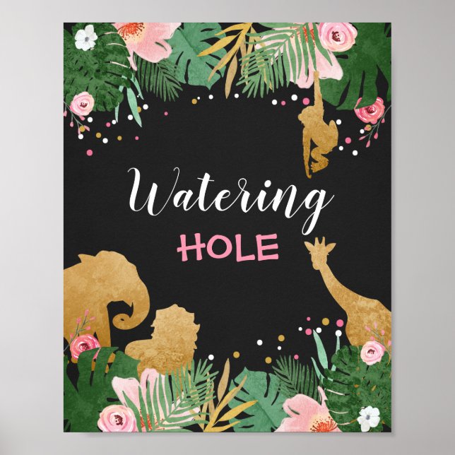 Póster Agujero de la jungla Rótulo Zoo Safari Bebida mesa (Frente)